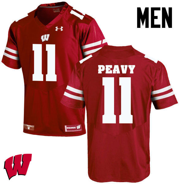 Men Wisconsin Badgers #11 Jazz Peavy College Football Jerseys-Red - Click Image to Close